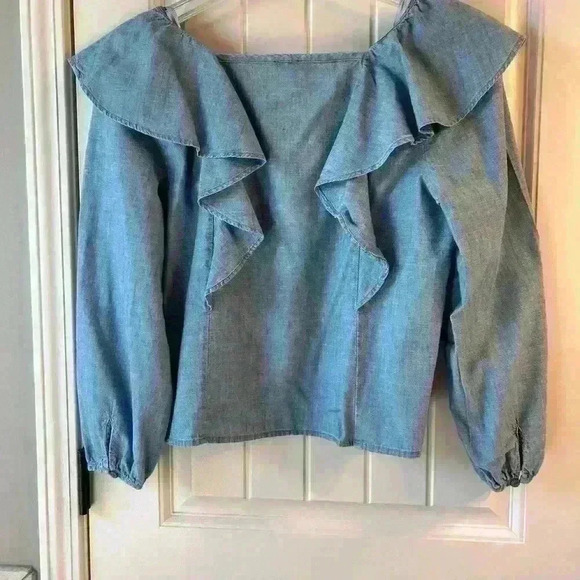 J. Crew ruffle chambray top - Picture 6 of 7